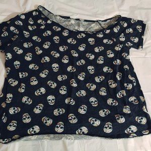 Torrid Black Skulls Heritage Slub Off Shoulder Tee